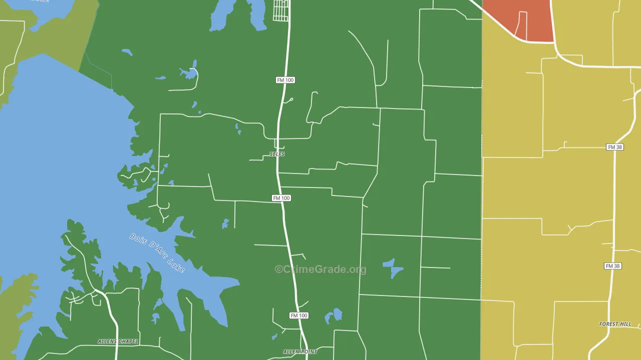 Selfs, TX Map of Robbery Rates
