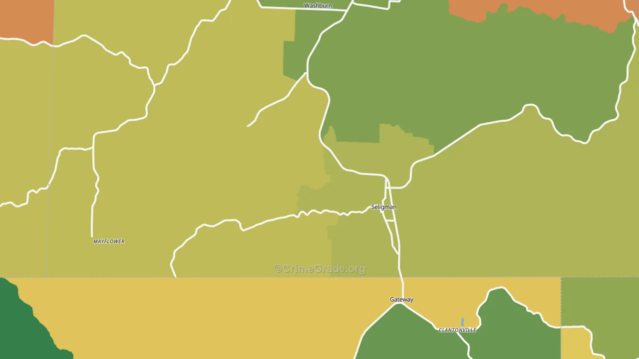 Seligman, MO Map of Robbery Rates
