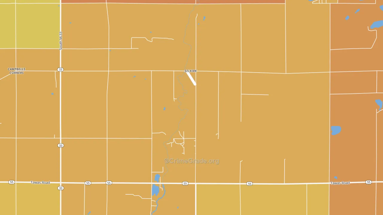 Selkirk, MI Map of Robbery Rates