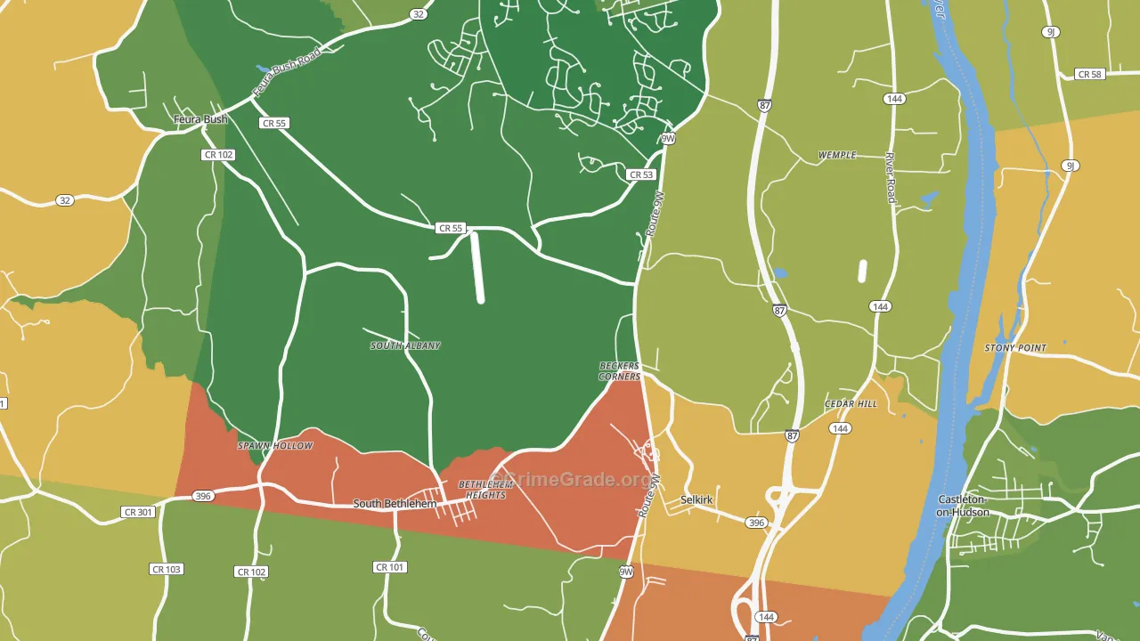 Selkirk, NY Map of Robbery Rates