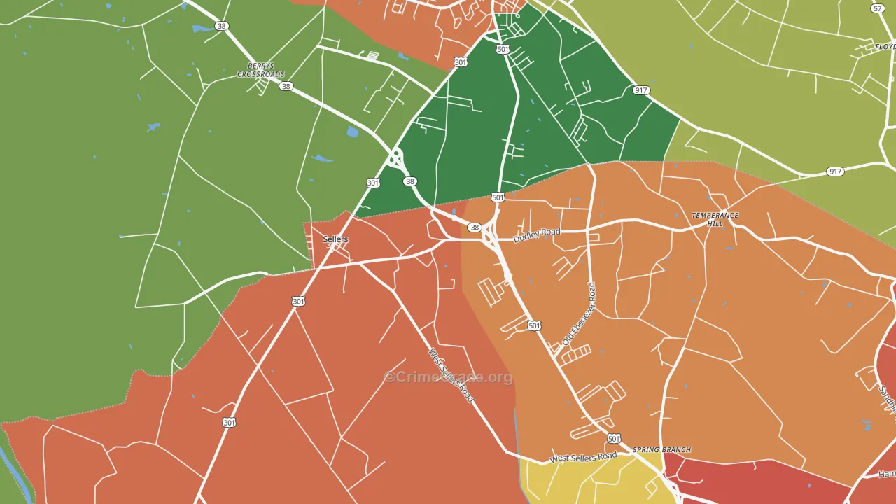 Sellers, SC Map of Robbery Rates