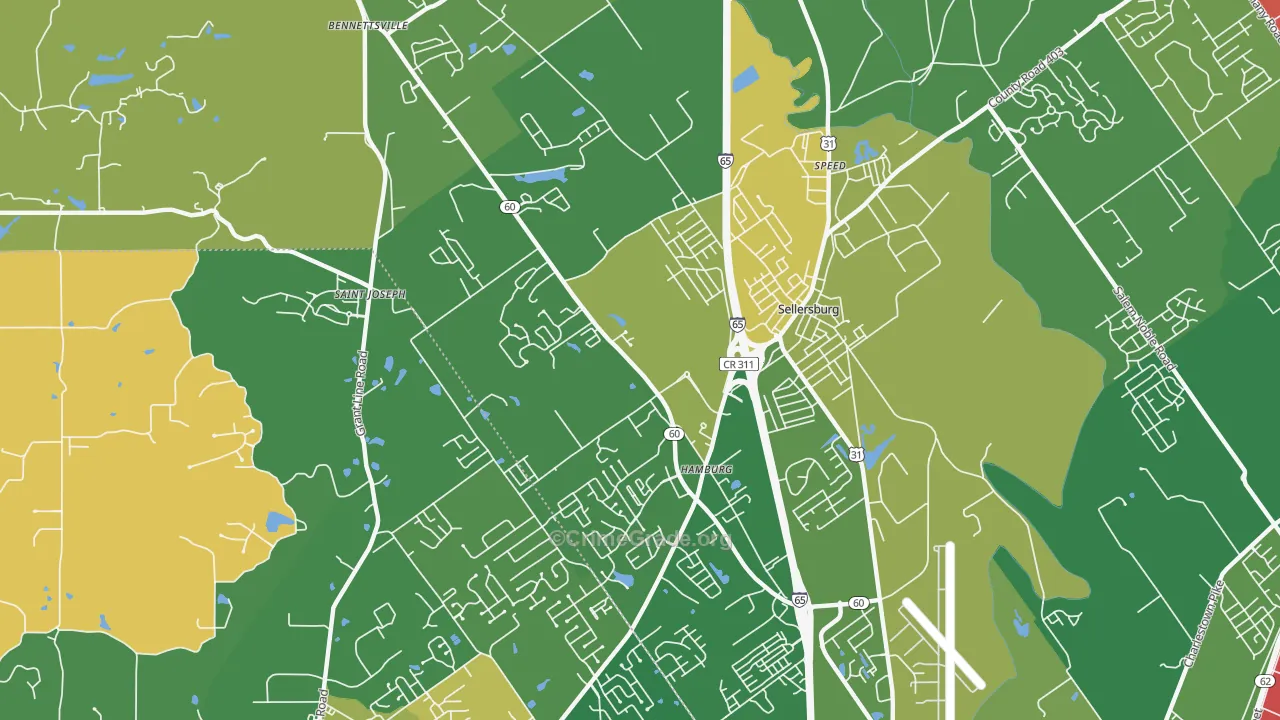 Sellersburg, IN Map of Robbery Rates