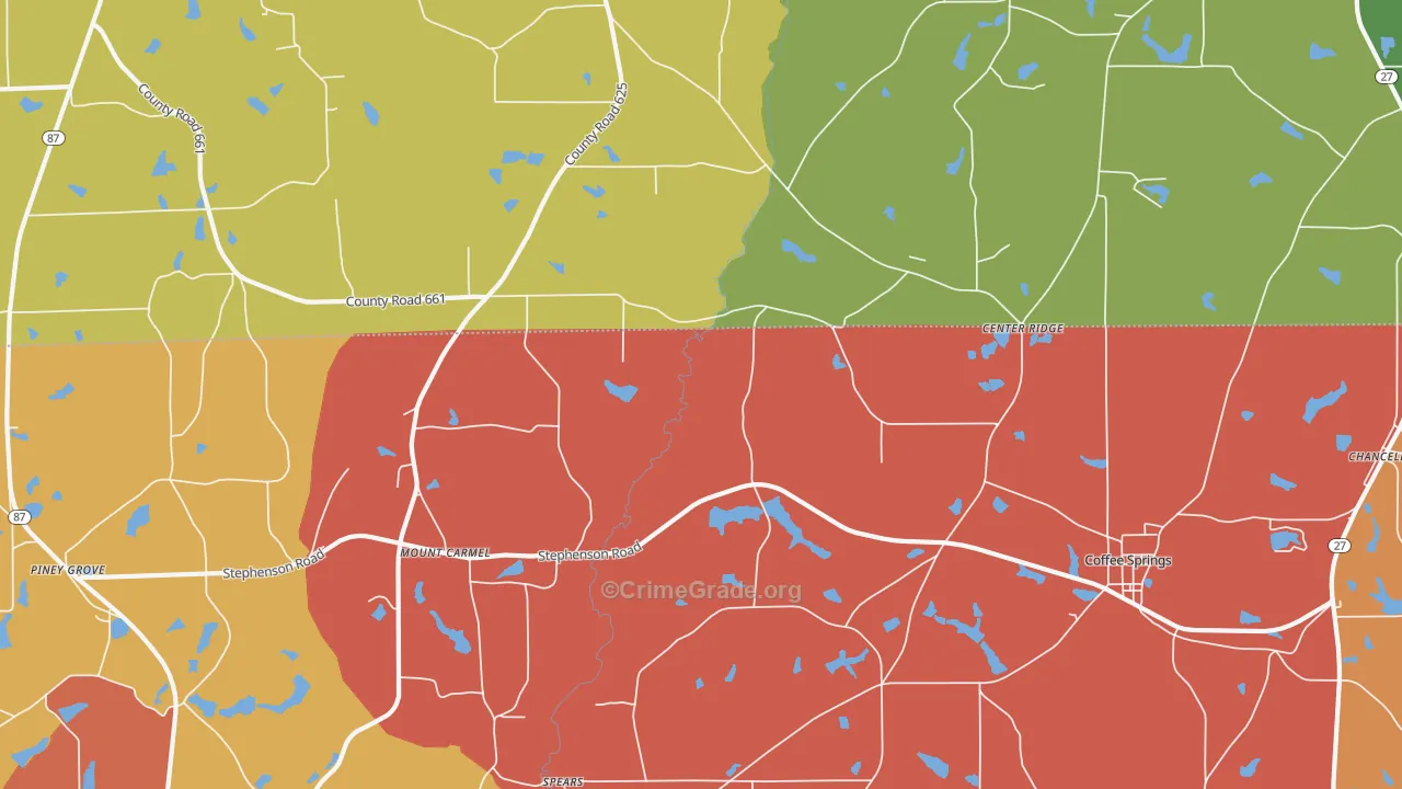 Sellersville, AL Map of Robbery Rates