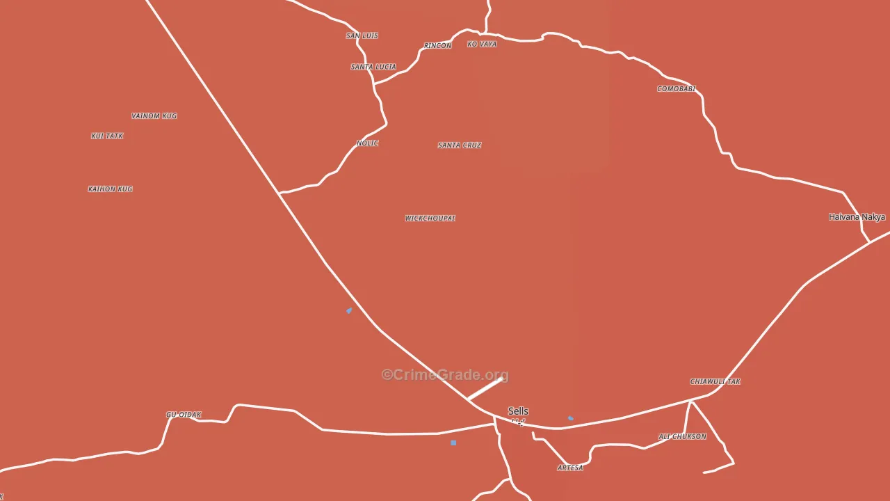 Sells, AZ Map of Robbery Rates