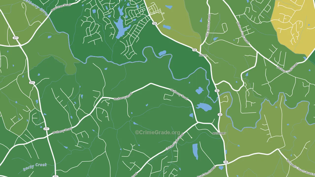 Sells, GA Map of Robbery Rates