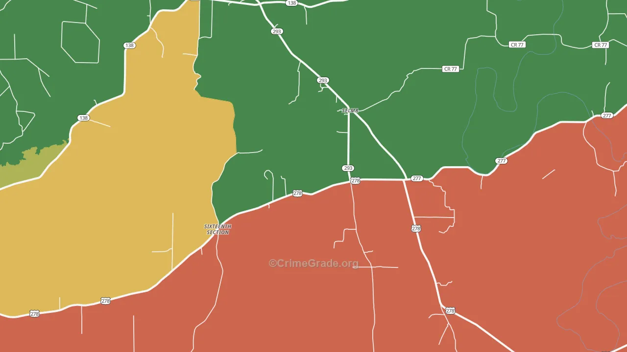 Selma, AR Map of Robbery Rates