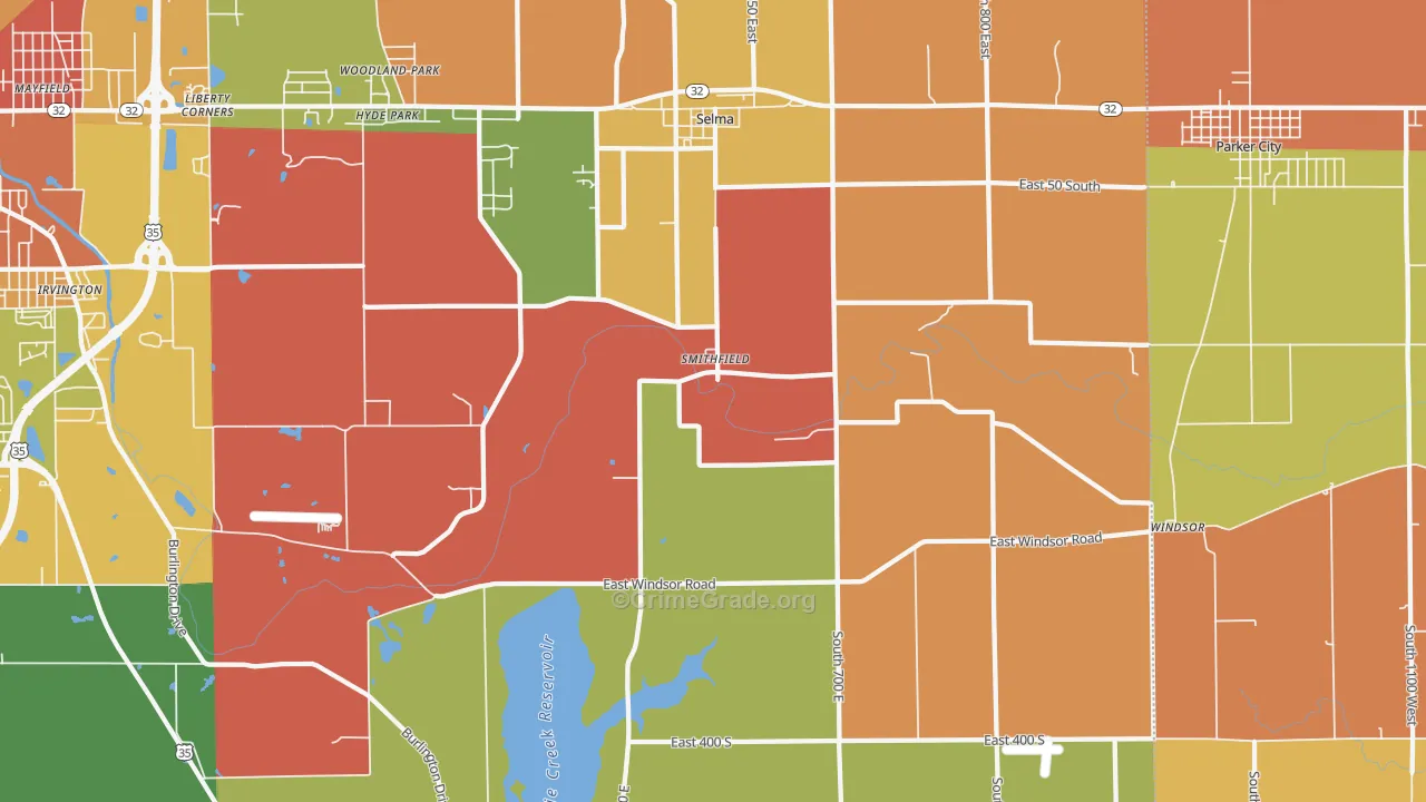 Selma, IN Map of Robbery Rates