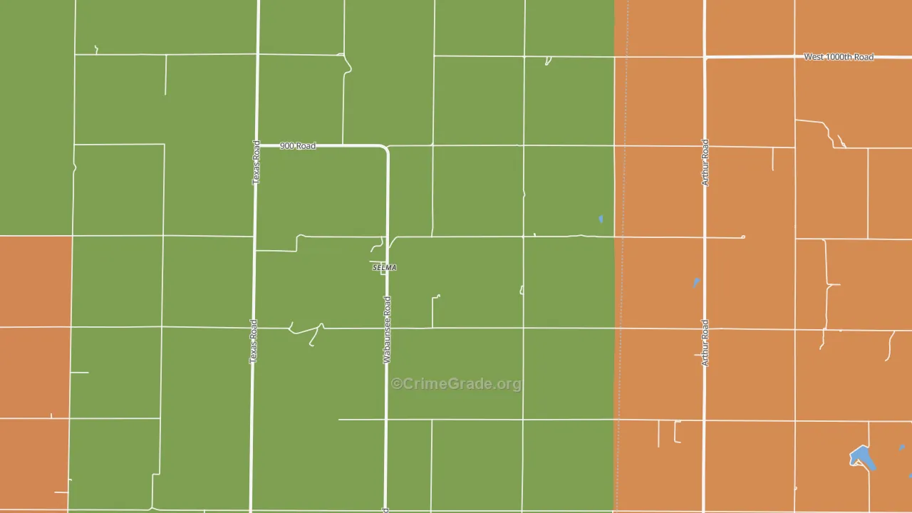Selma, KS Map of Robbery Rates