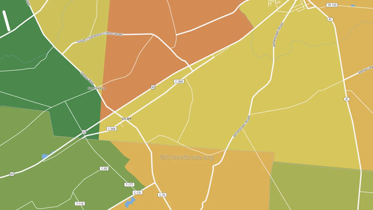 Selma, OH Map of Robbery Rates