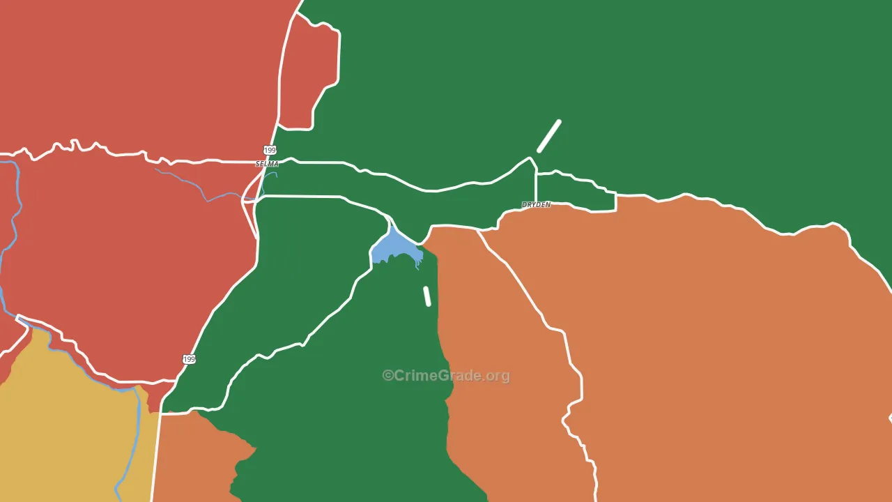 Selma, OR Map of Robbery Rates