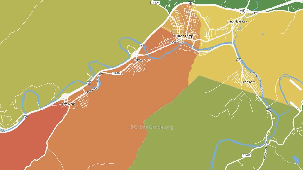 Selma, VA Map of Robbery Rates