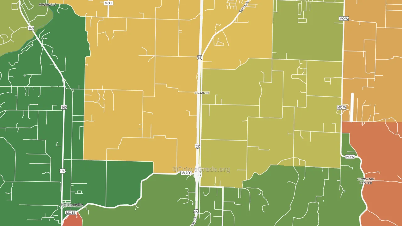 Selmore, MO Map of Robbery Rates