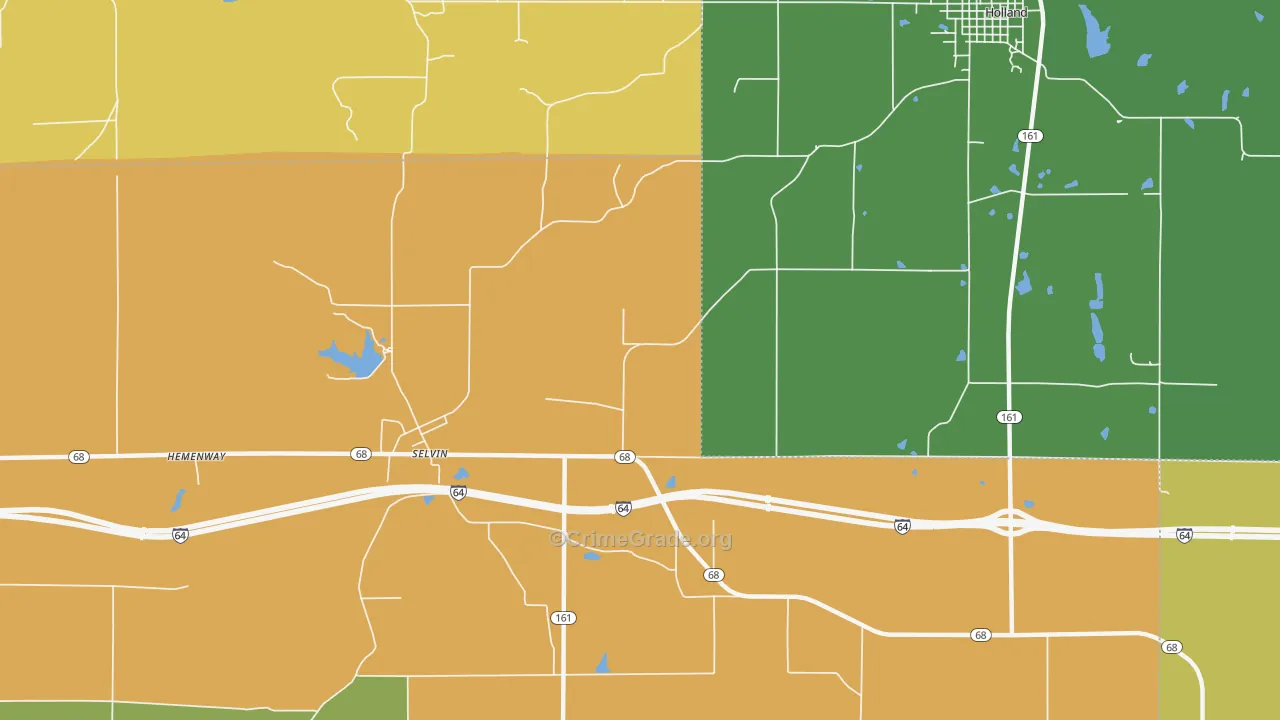 Selvin, IN Map of Robbery Rates