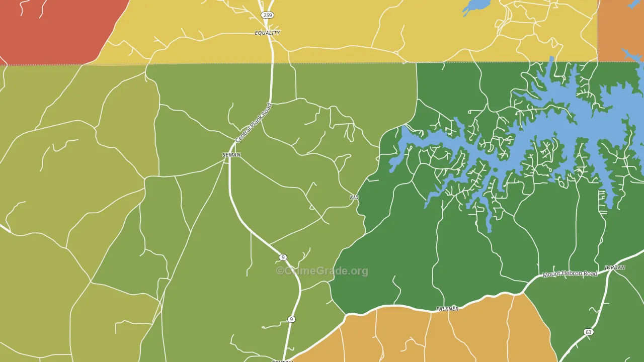 Seman, AL Map of Robbery Rates