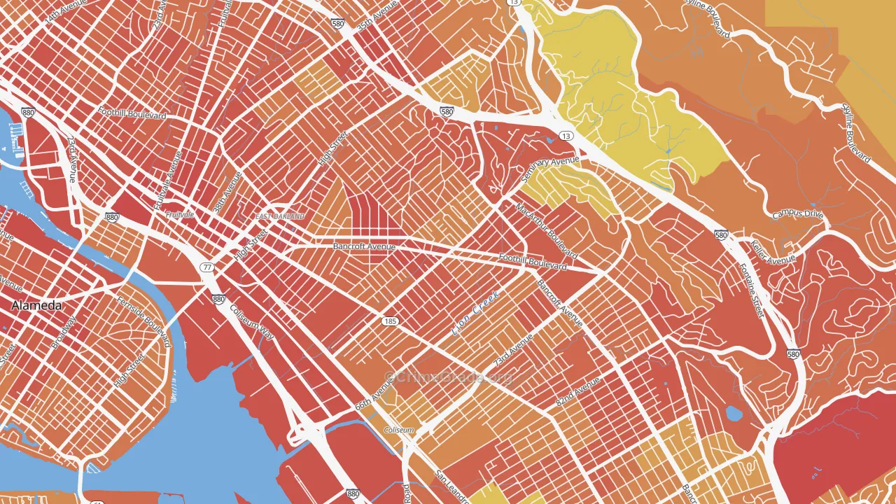 Seminary, Oakland, CA Map of Robbery Rates