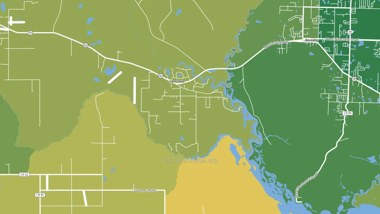 Seminole, AL Map of Robbery Rates