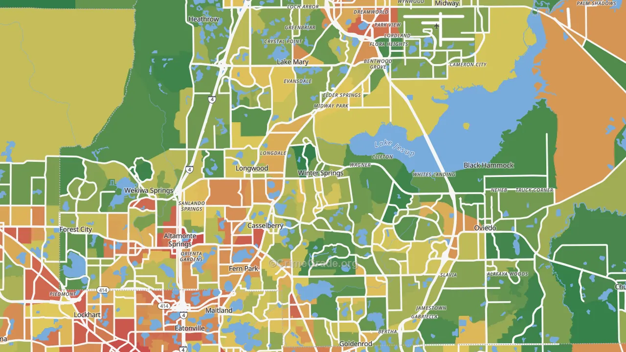 Seminole County, FL Map of Robbery Rates
