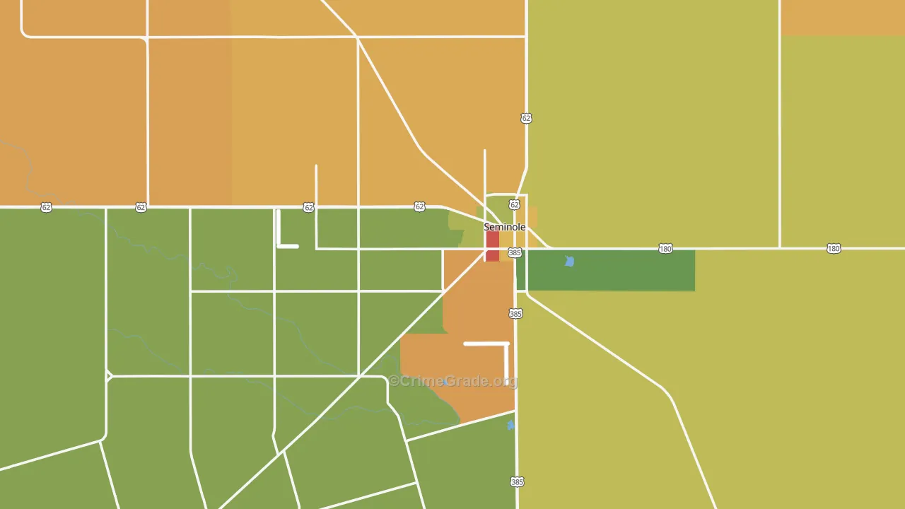 Seminole, TX Map of Robbery Rates