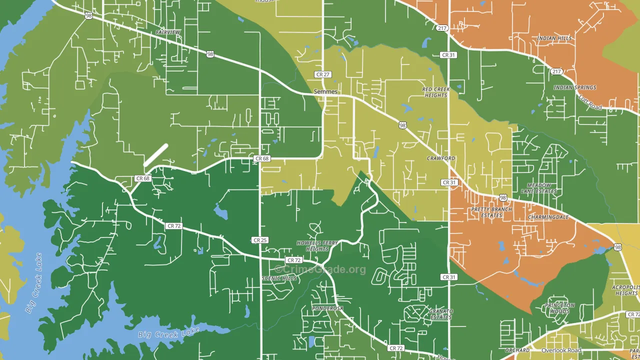 Semmes, AL Map of Robbery Rates