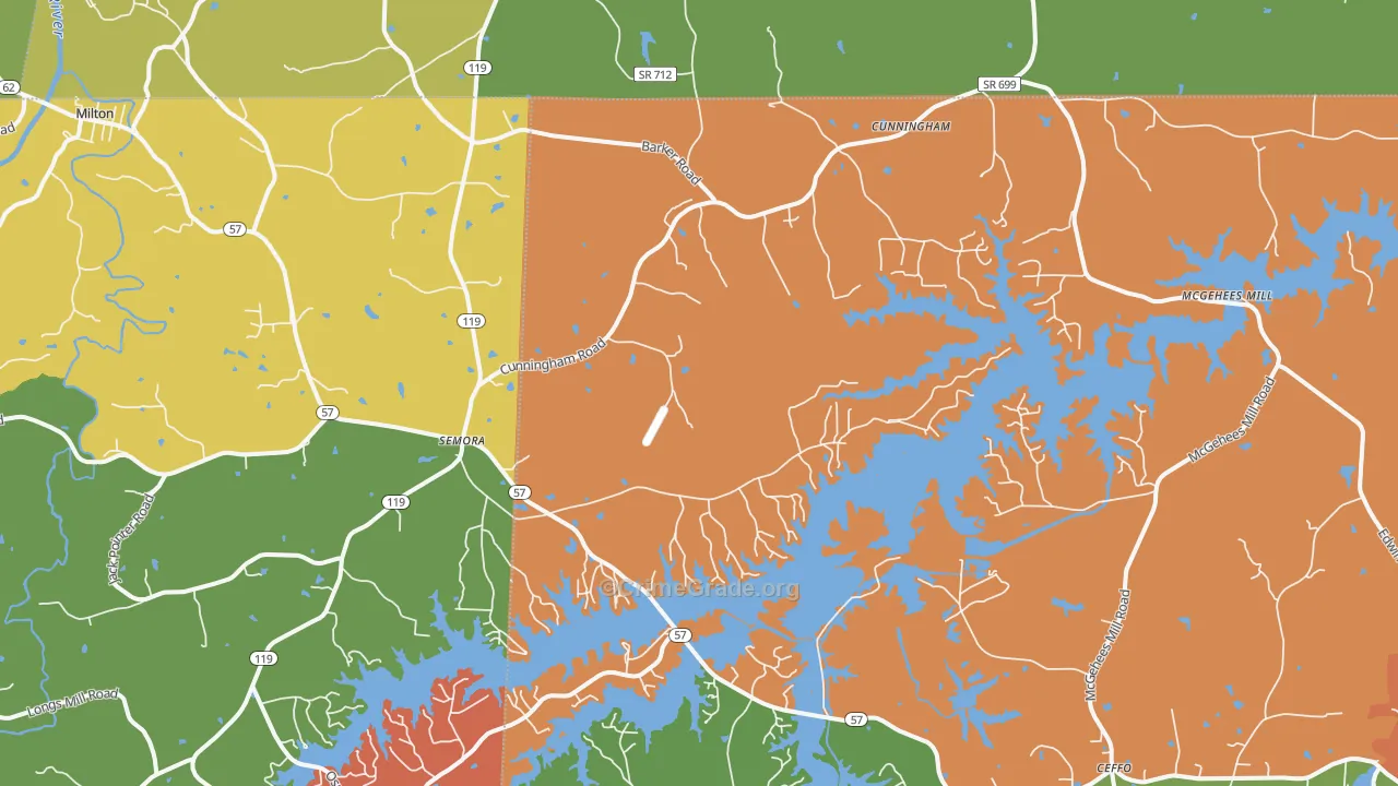 Semora, NC Map of Robbery Rates