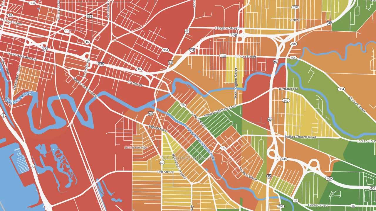Seneca, Buffalo, NY Map of Robbery Rates