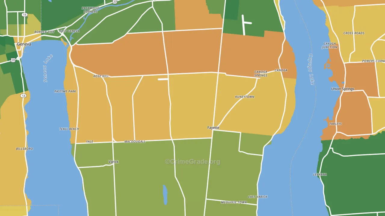 Seneca County, NY Map of Robbery Rates
