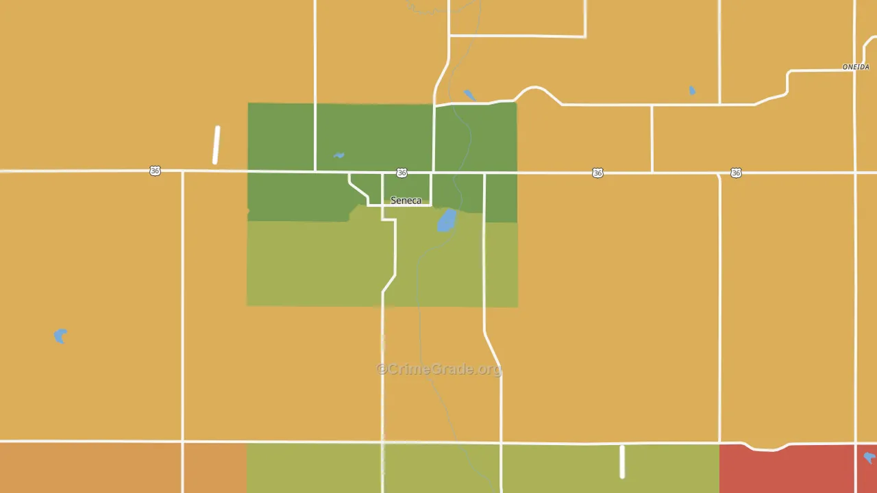 Seneca, KS Map of Robbery Rates