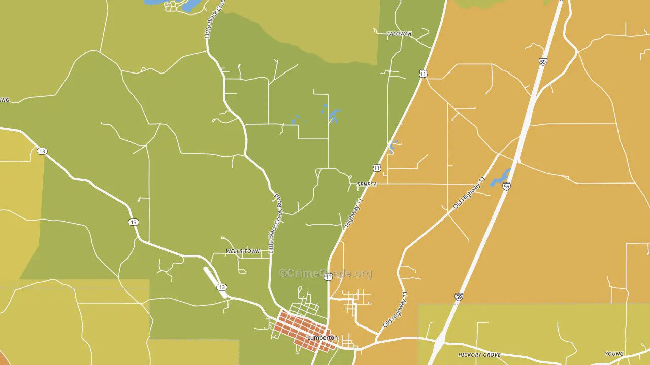 Seneca, MS Map of Robbery Rates