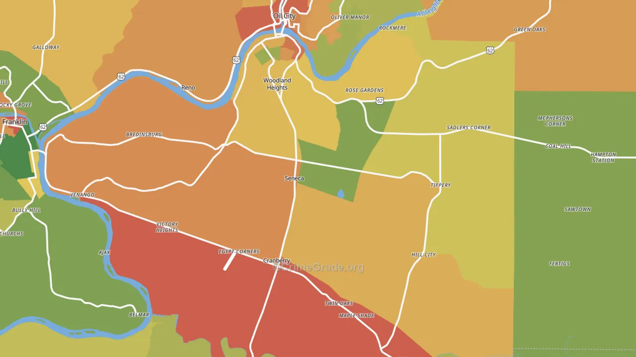 Seneca, PA Map of Robbery Rates