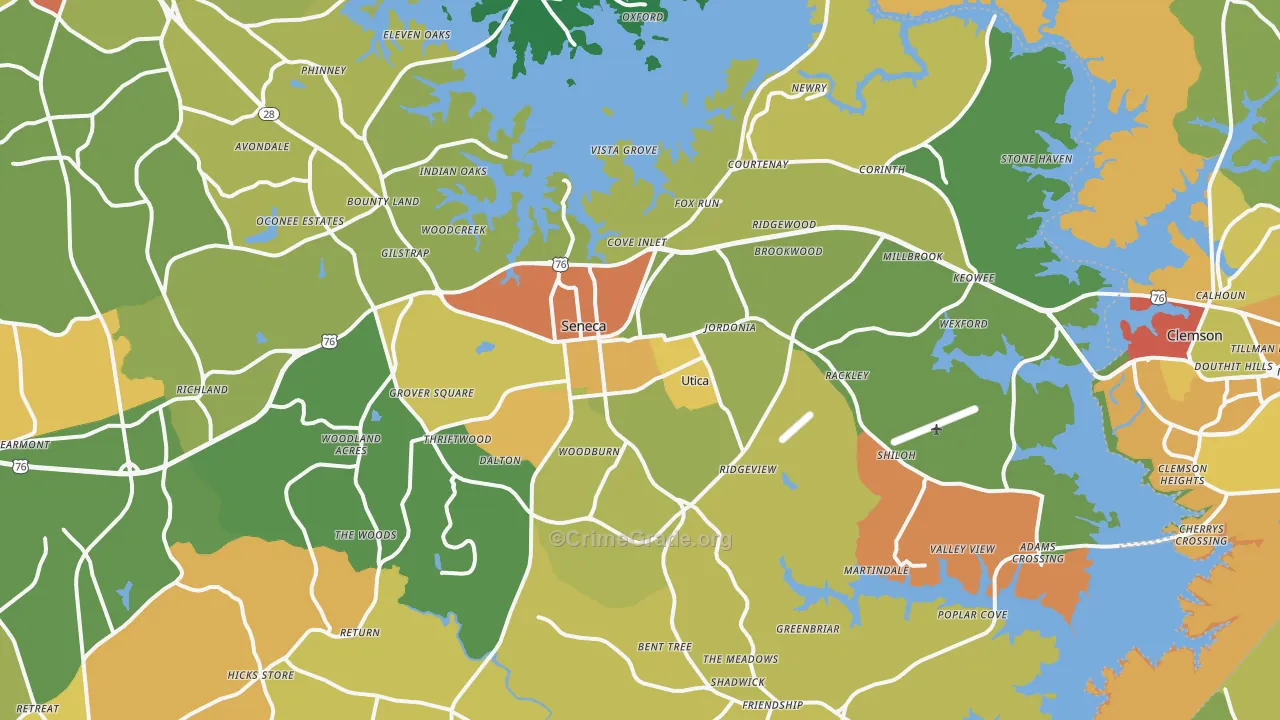 Seneca, SC Map of Robbery Rates