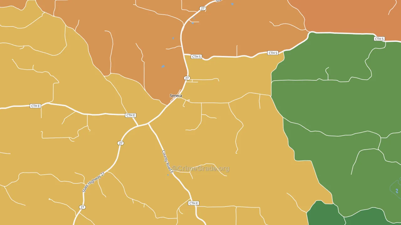 Seneca, WI Map of Robbery Rates