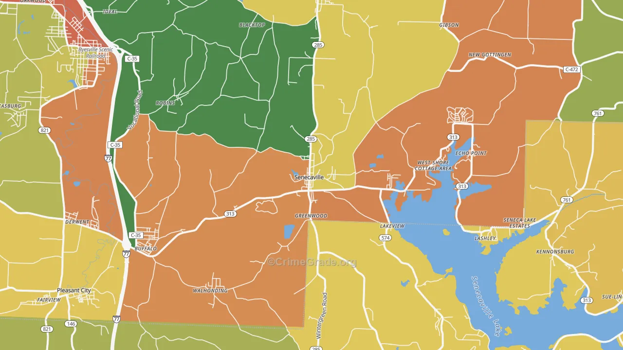 Senecaville, OH Map of Robbery Rates