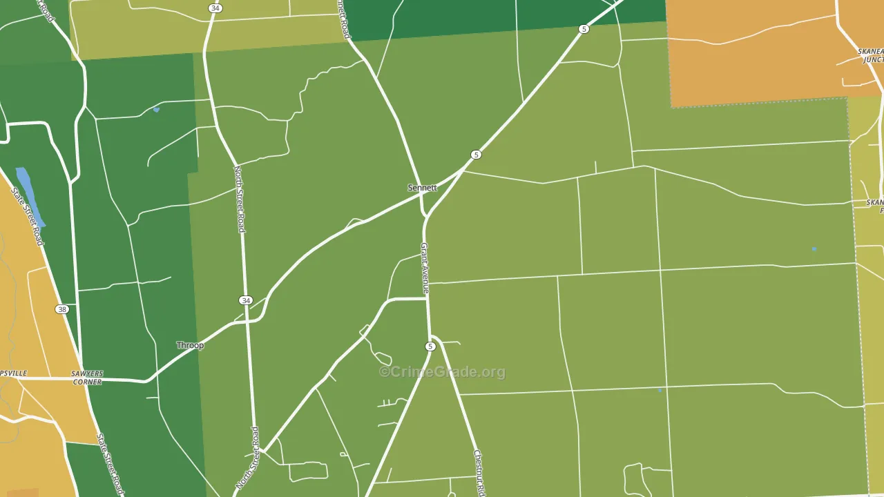 Sennett, NY Map of Robbery Rates