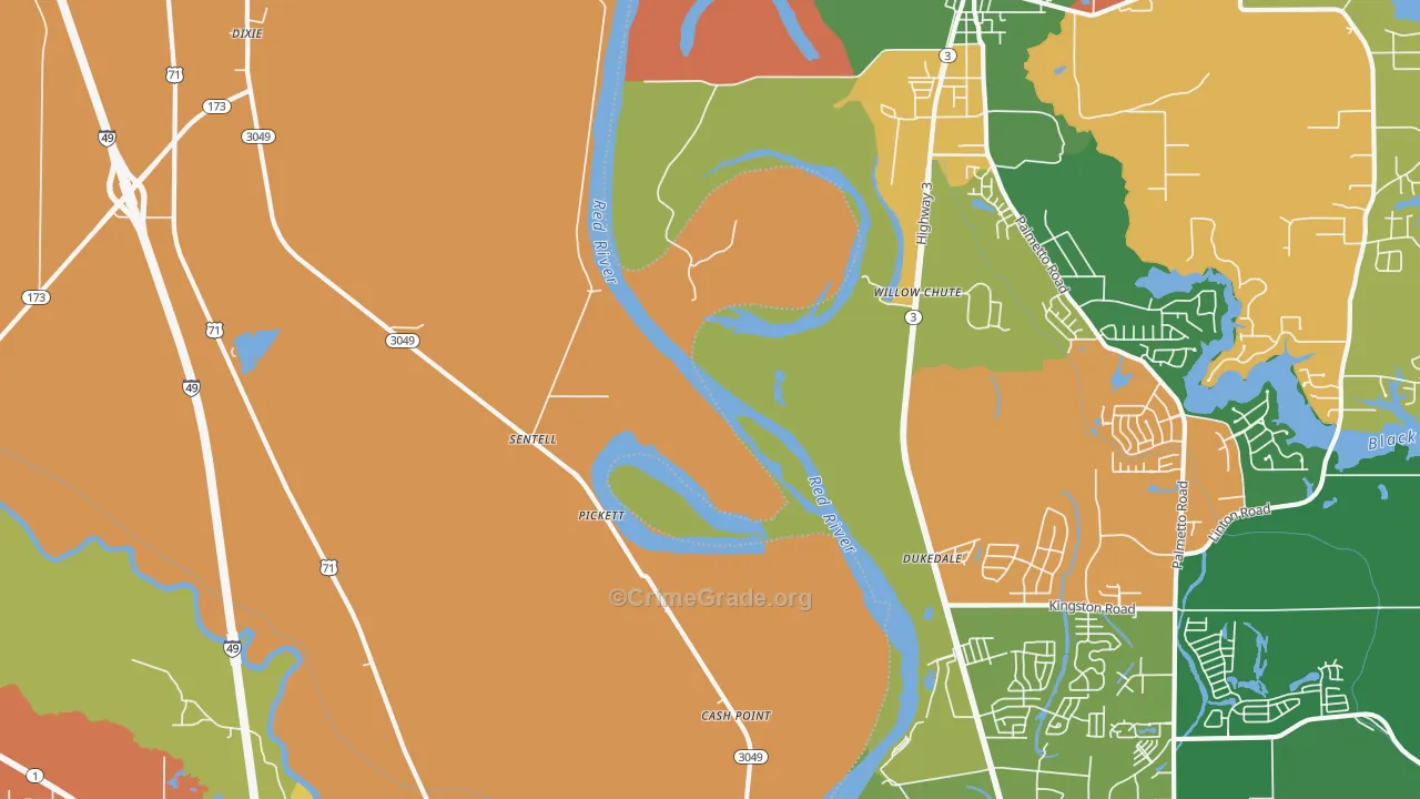 Sentell, LA Map of Robbery Rates