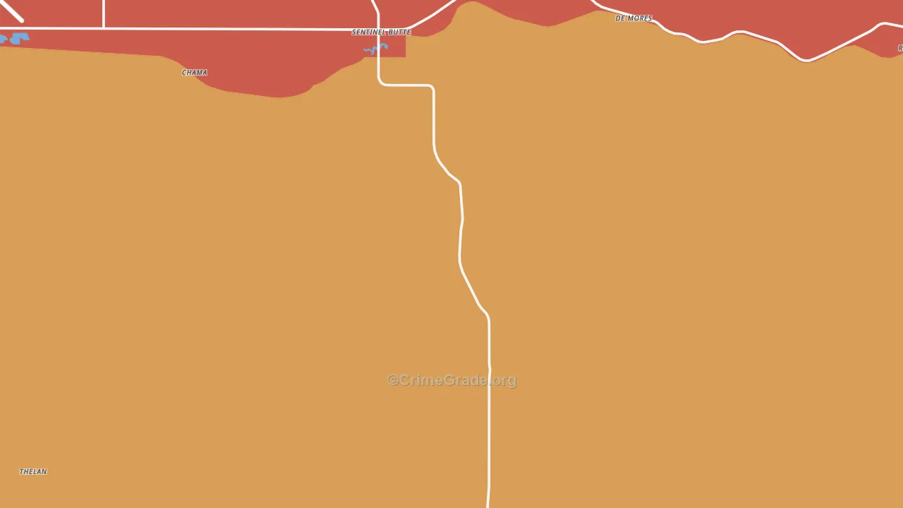 Sentinel Butte, ND Map of Robbery Rates