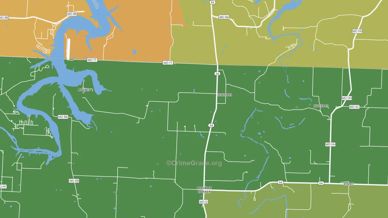 Sentinel, MO Map of Robbery Rates