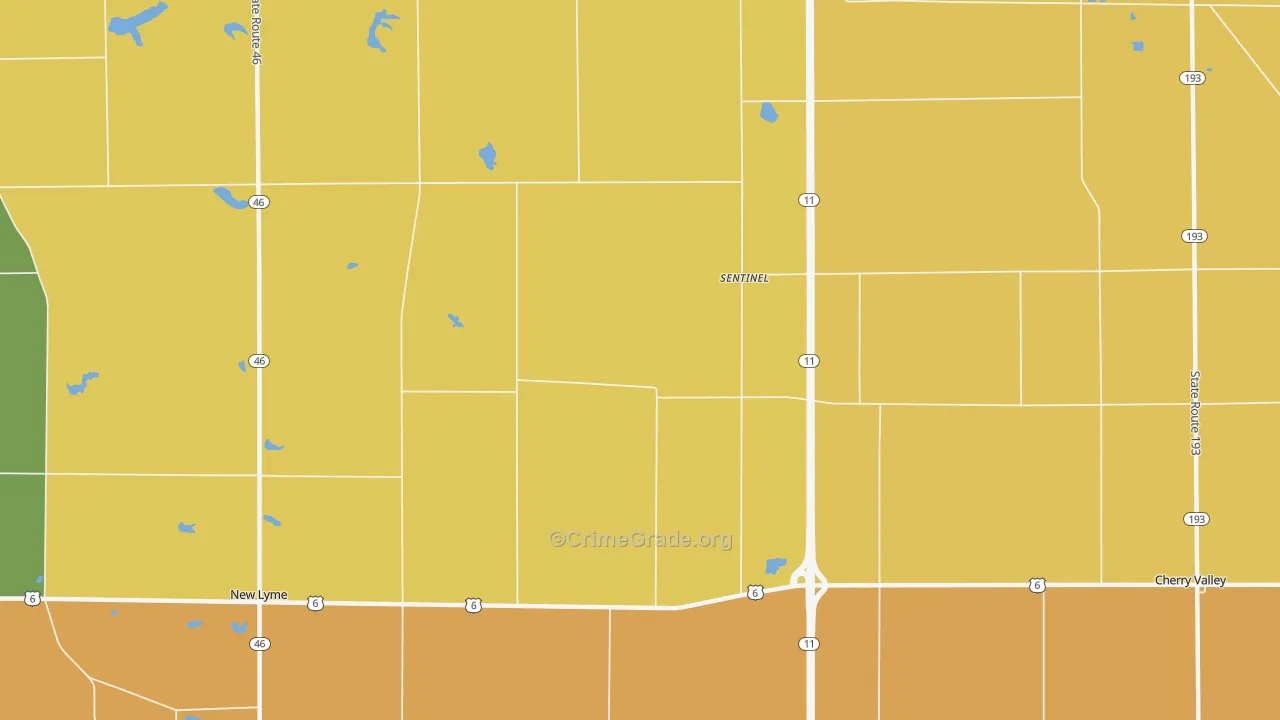 Sentinel, OH Map of Robbery Rates