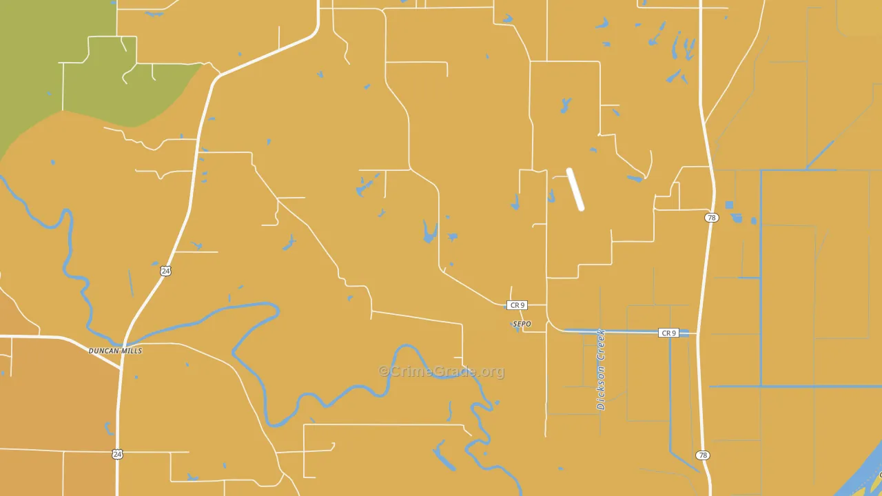 Sepo, IL Map of Robbery Rates