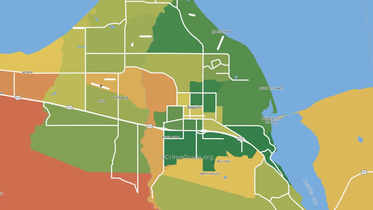 Sequim, WA Map of Robbery Rates