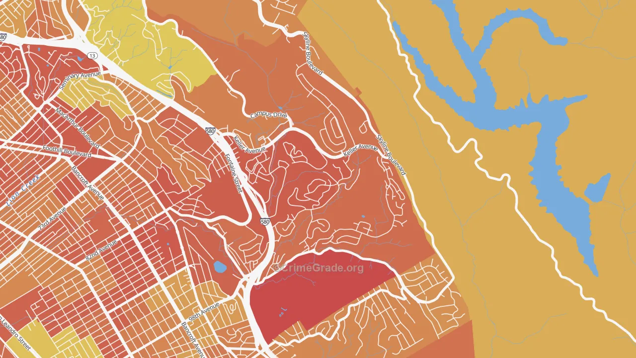 Sequoyah, Oakland, CA Map of Robbery Rates