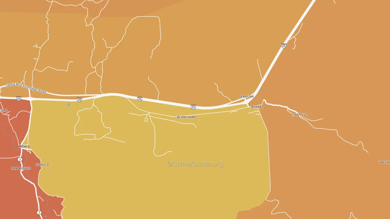 Serafina, NM Map of Robbery Rates