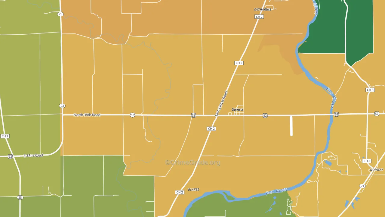 Serena, IL Map of Robbery Rates