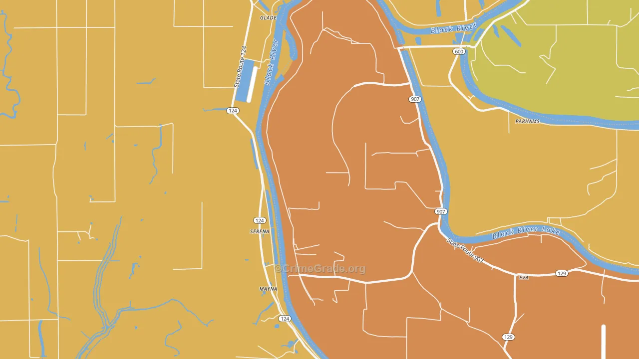 Serena, LA Map of Robbery Rates