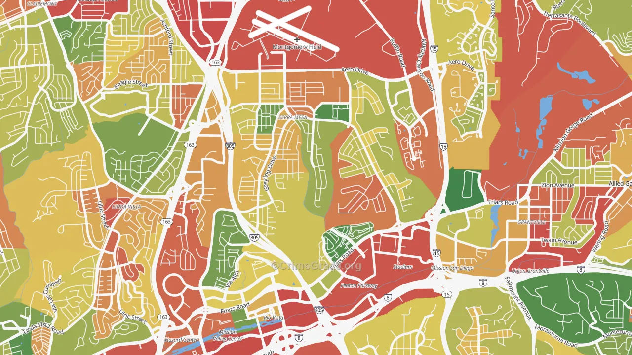 Serra Mesa, San Diego, CA Map of Robbery Rates