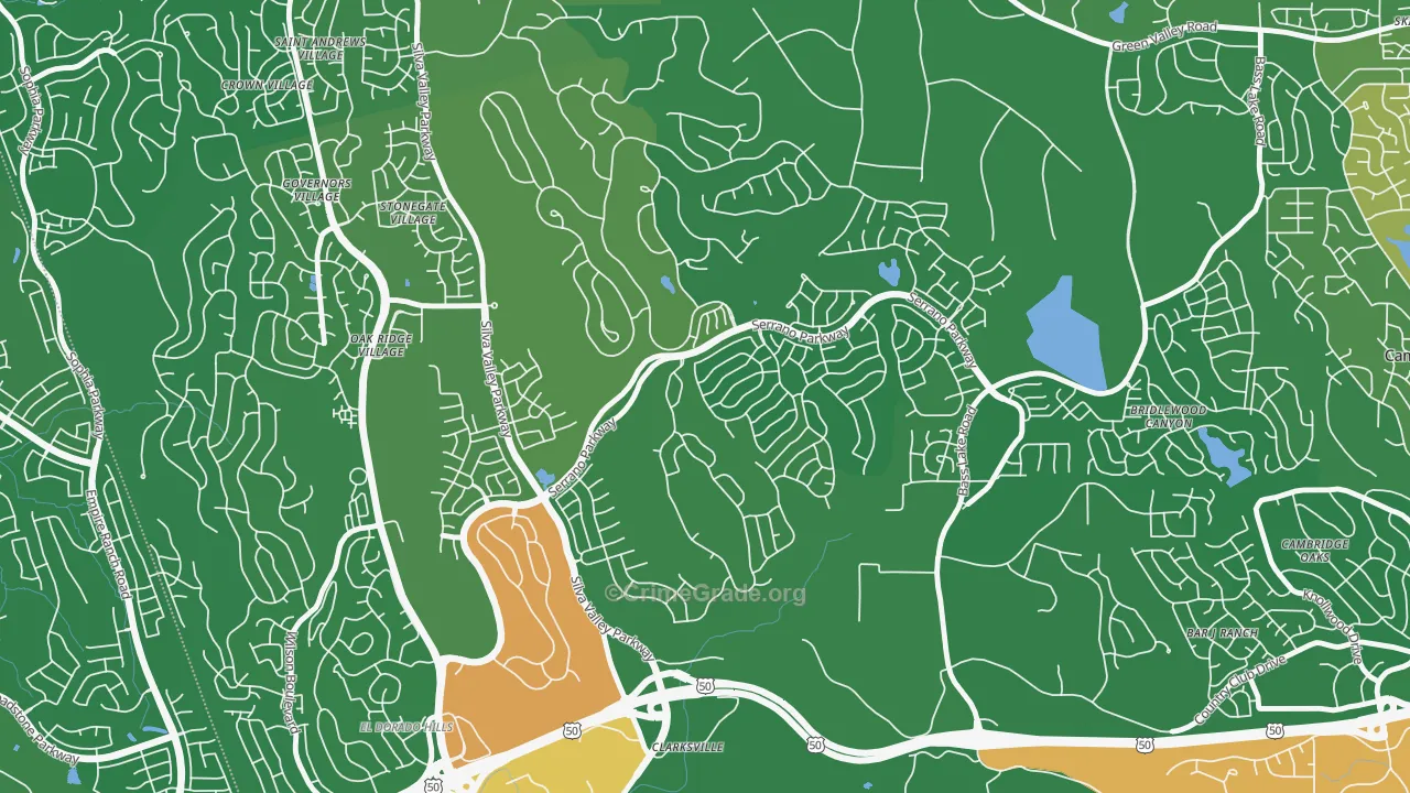Serrano Village, El Dorado Hills, CA Map of Robbery Rates