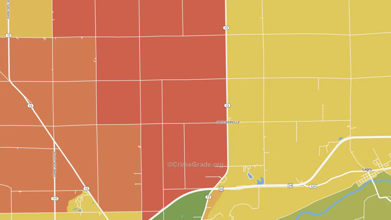 Servia, IN Map of Robbery Rates
