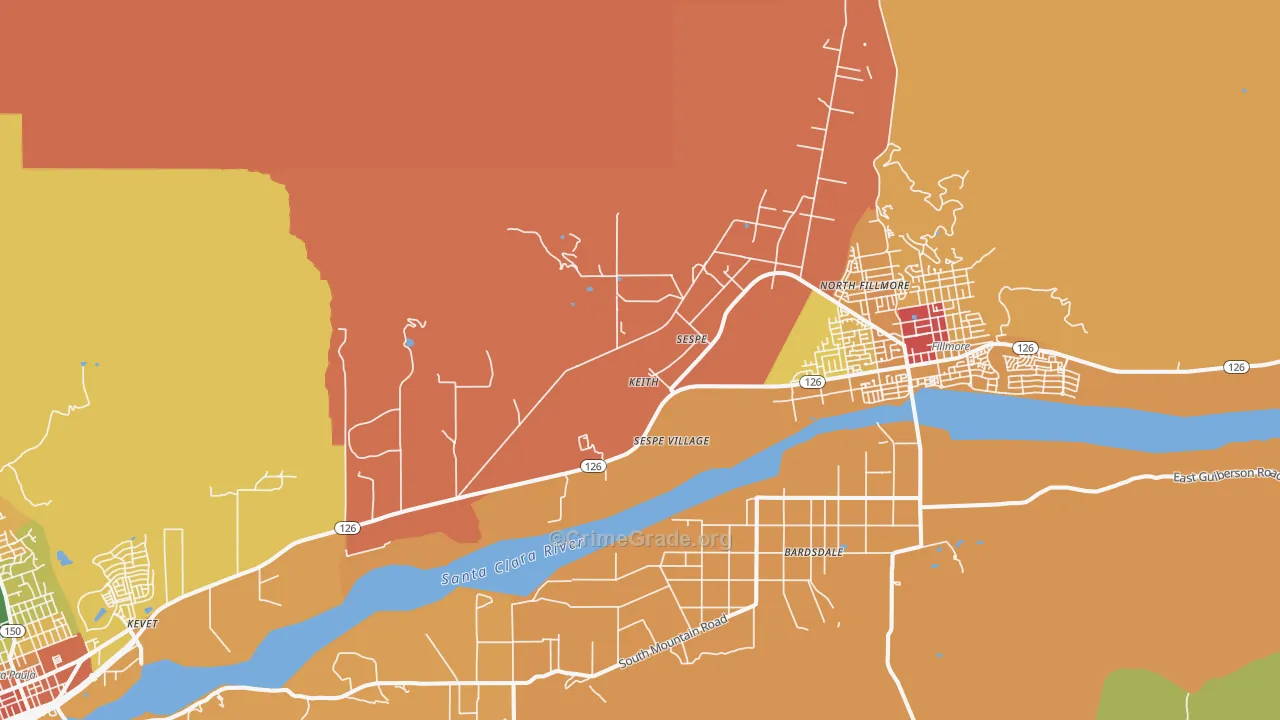 Sespe, CA Map of Robbery Rates