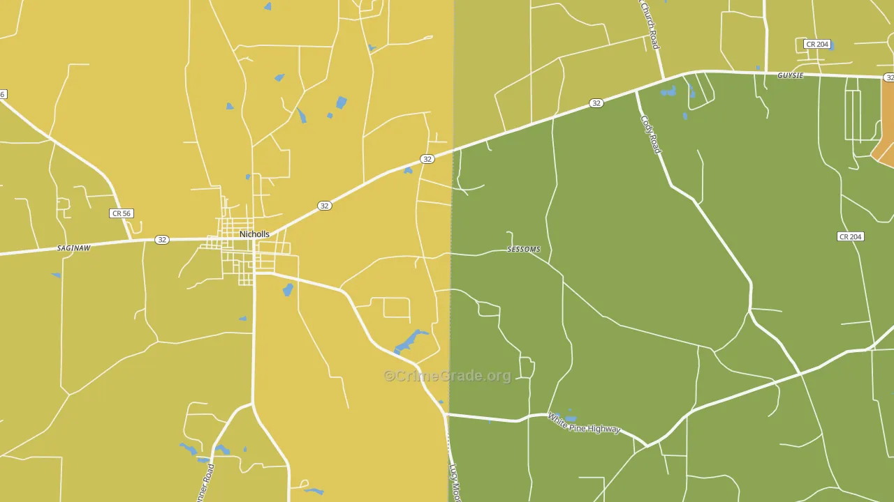 Sessoms, GA Map of Robbery Rates