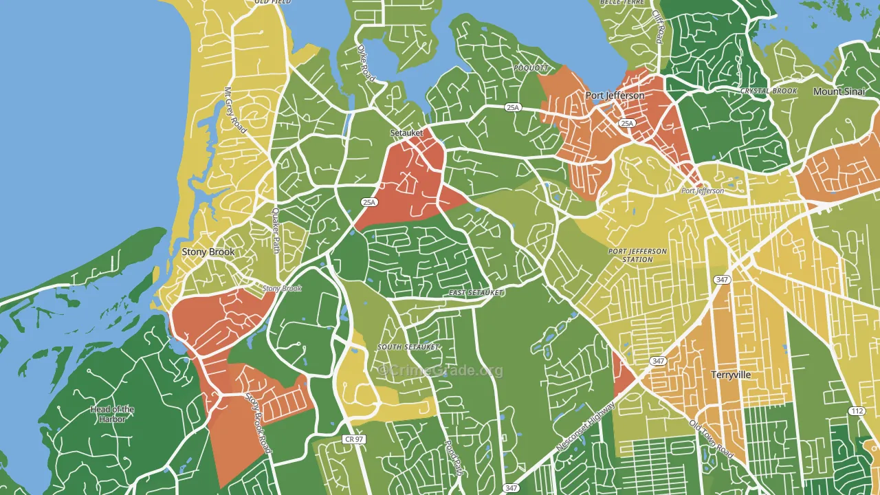 Setauket-East Setauket, NY Map of Robbery Rates