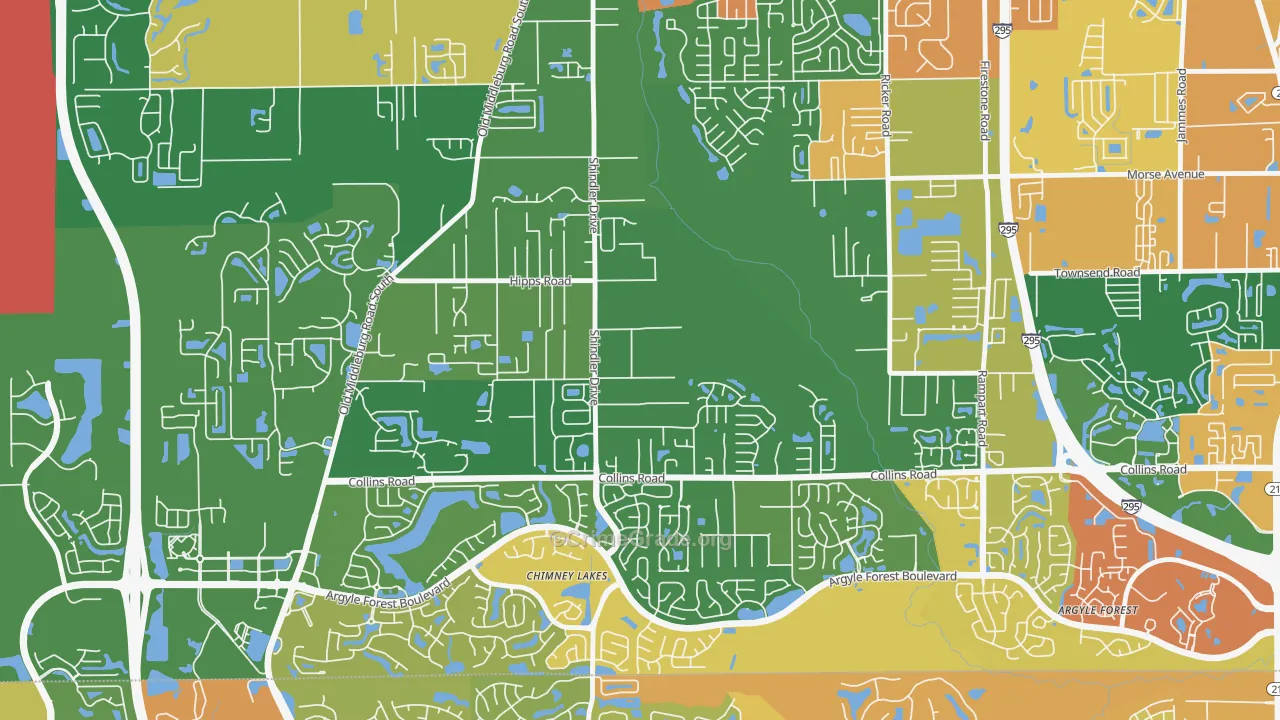Settlers Landing, Jacksonville, FL Map of Robbery Rates